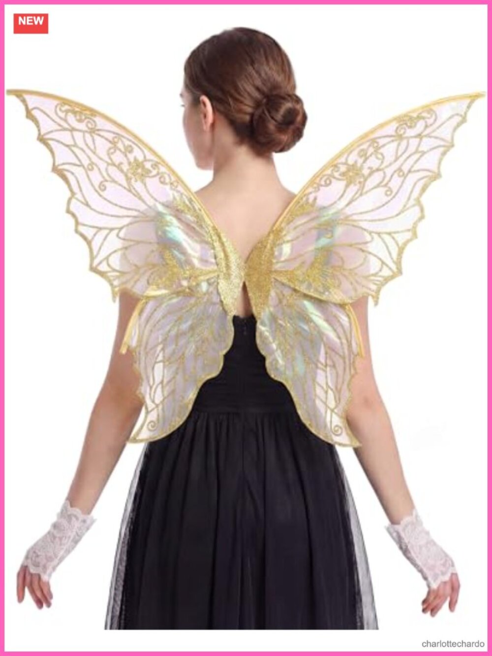 Iridescent Butterfly Wings Lace Gloves Fairy Costume Cosplay